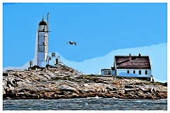 White Island Lighthouse in New Hampshire -Digital Painting
